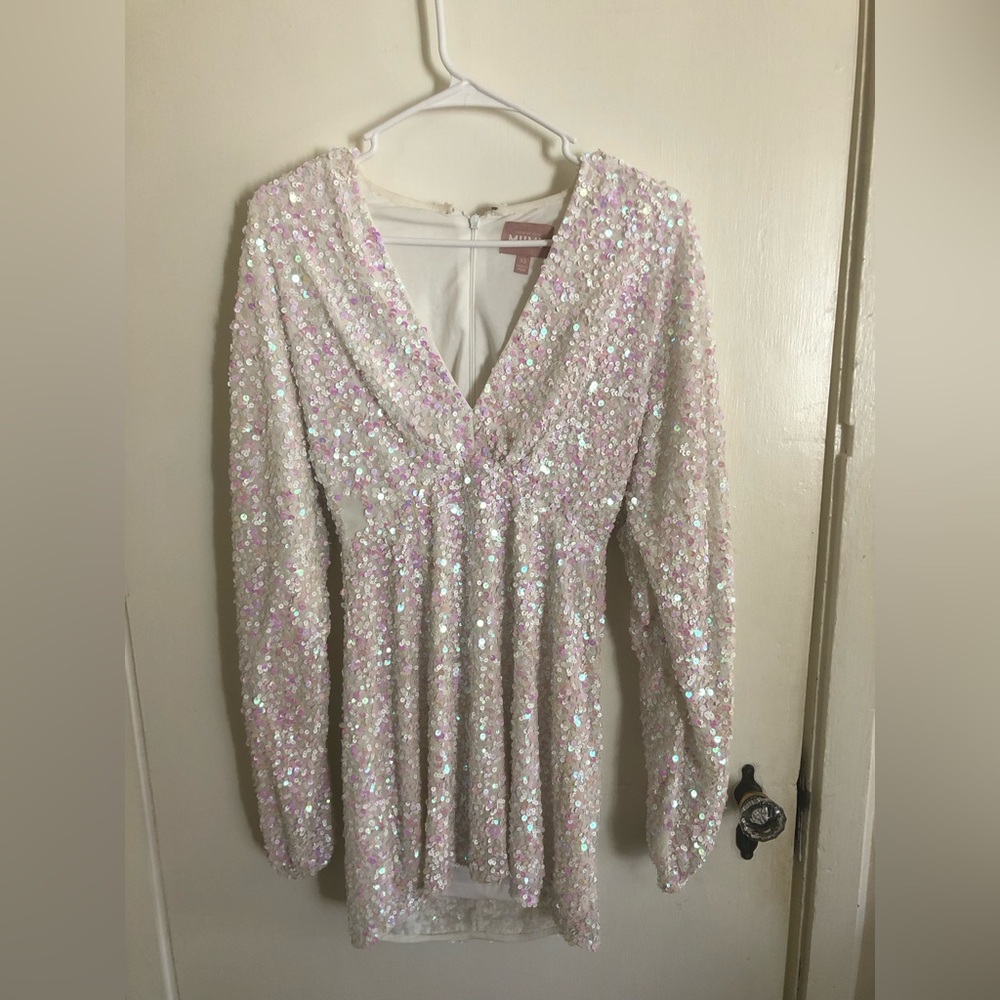 Show me your mumu Kidman mini dress - white sprinkle sequins size XS